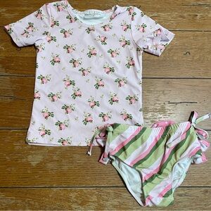 Oopsie Daisy Pink Floral Kids Rashguard Swim Set